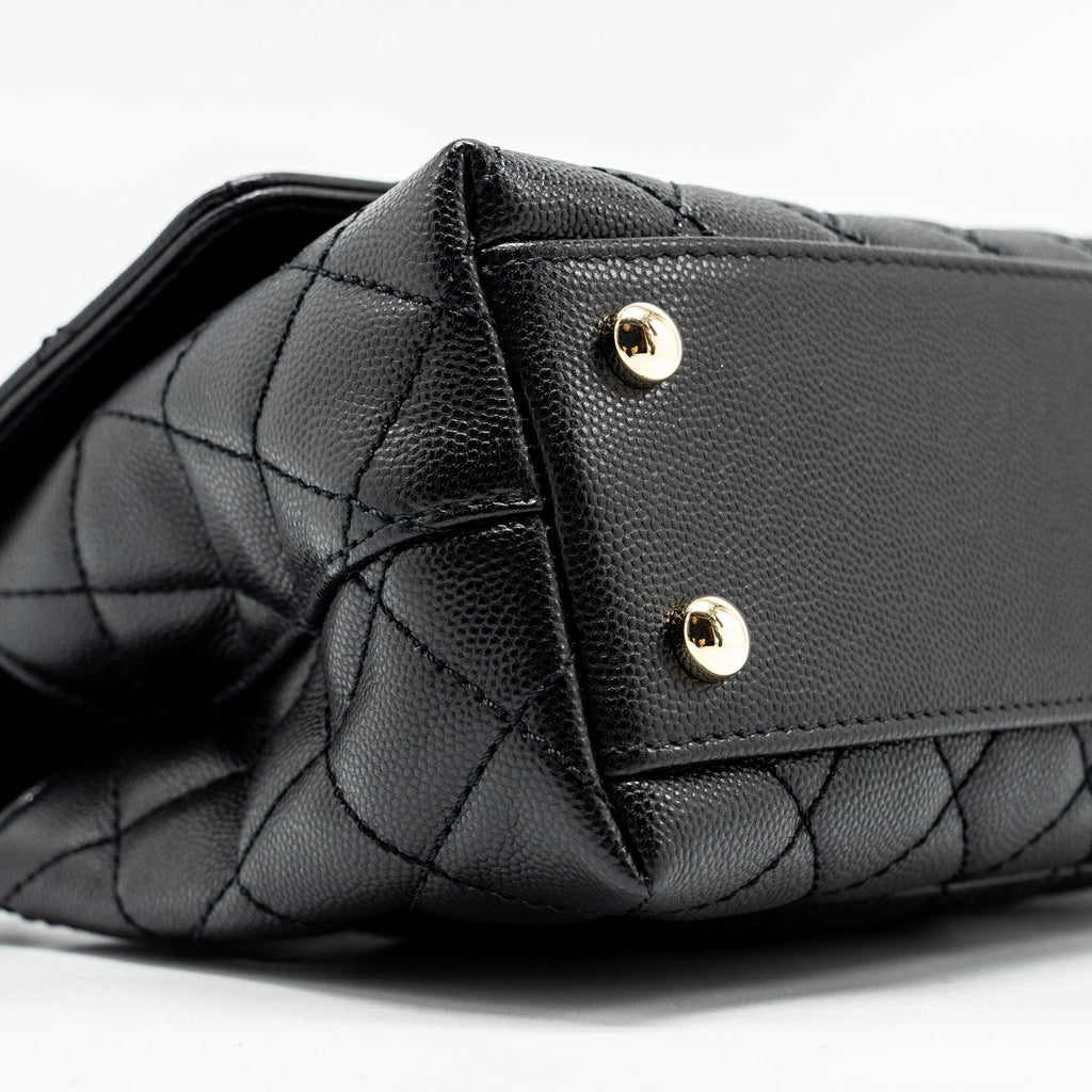 CHANEL SMALL COCO HANDLE CAVIAR BLACK LGHW (MICROCHIP)