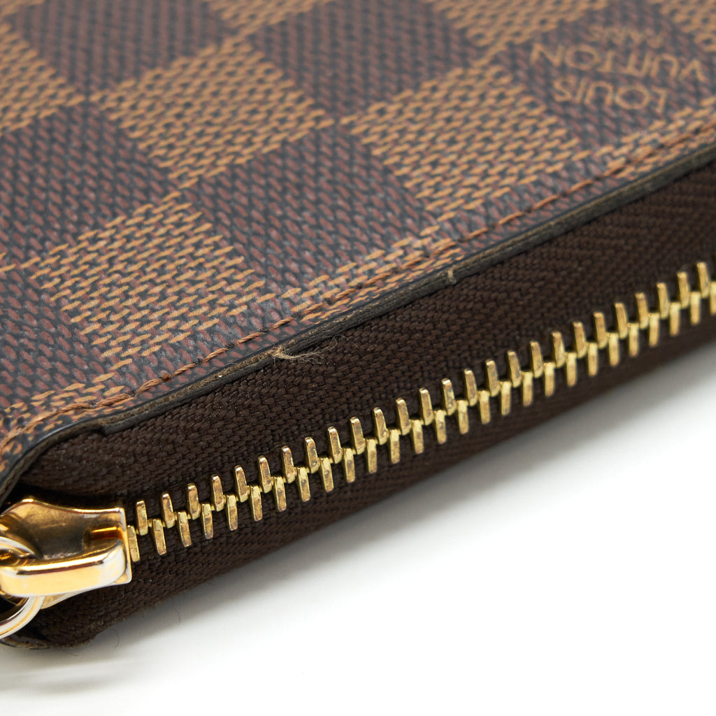 LOUIS VUITTON ZIPPER LONG WALLET DAMIER EBENE GHW