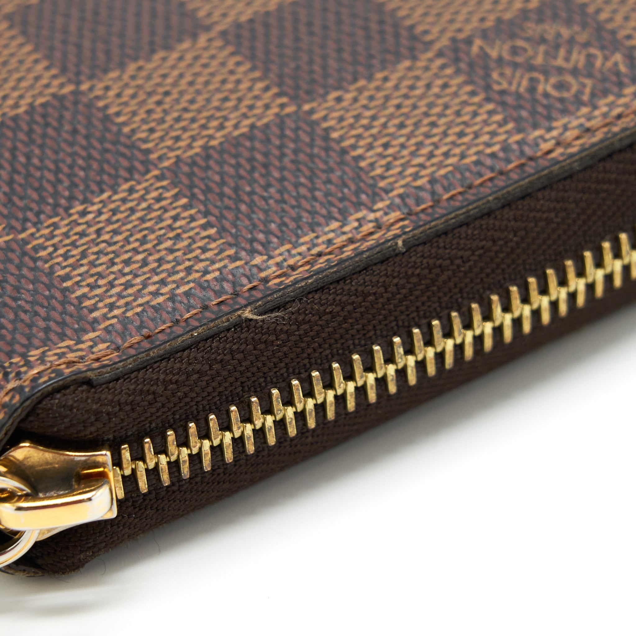 LOUIS VUITTON ZIPPER LONG WALLET DAMIER EBENE GHW