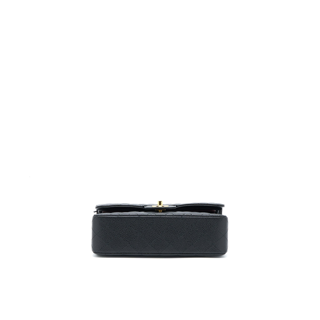 CHANEL SMALL CLASSIC DOUBLE FLAP BAG CAVIAR BLACK GHW (MICROCHIP)