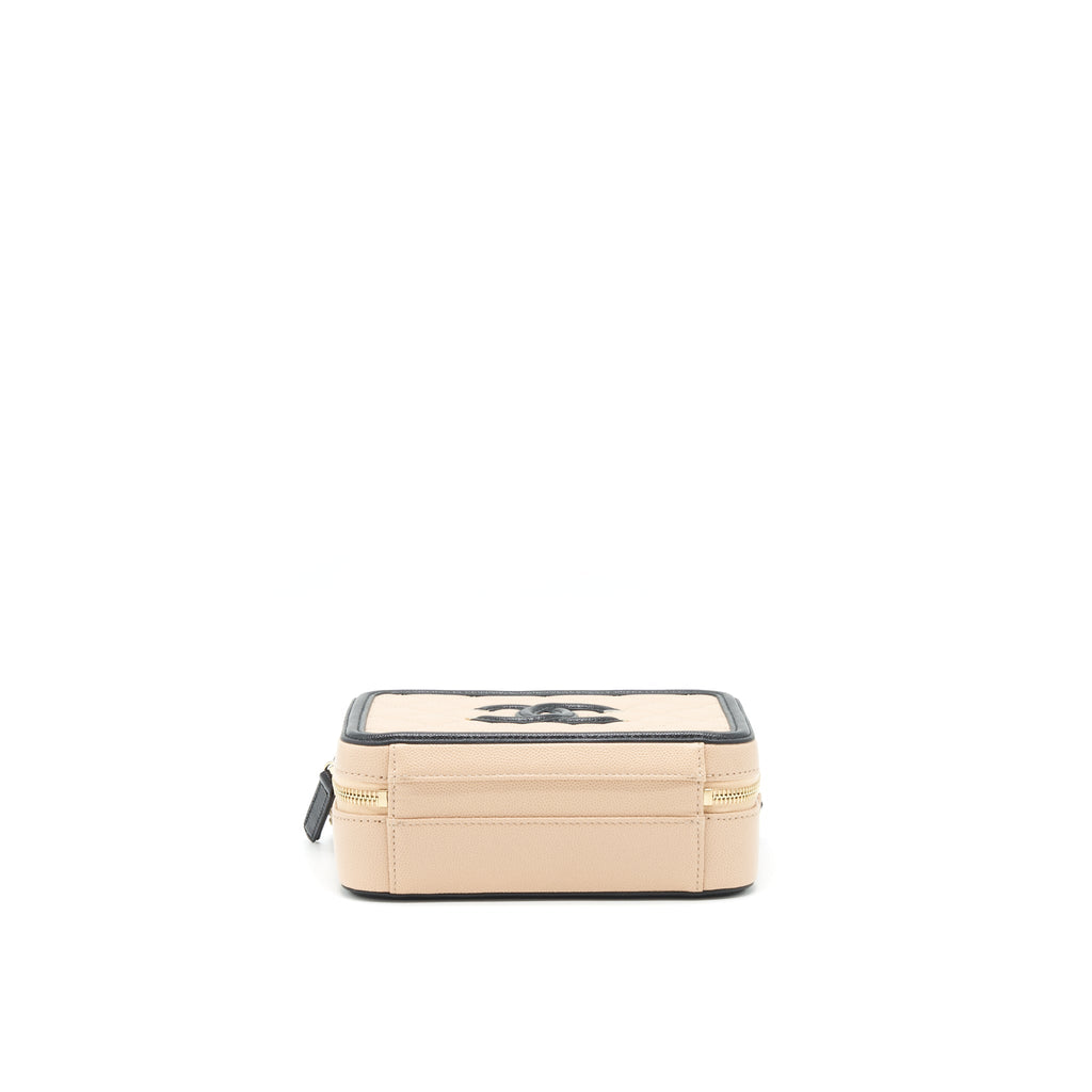 CHANEL VANITY FILIGREE CAVIAR BEIGE&BLACK LGHW
