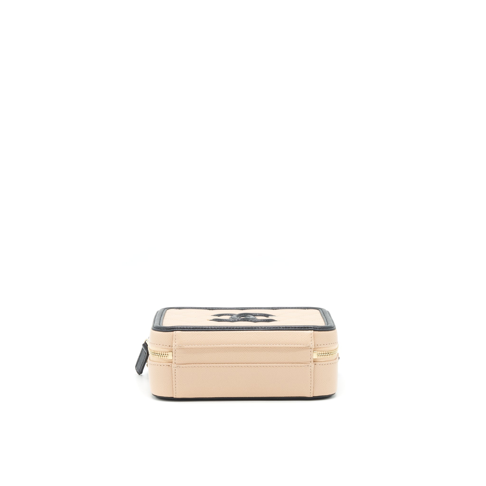 CHANEL VANITY FILIGREE CAVIAR BEIGE&BLACK LGHW