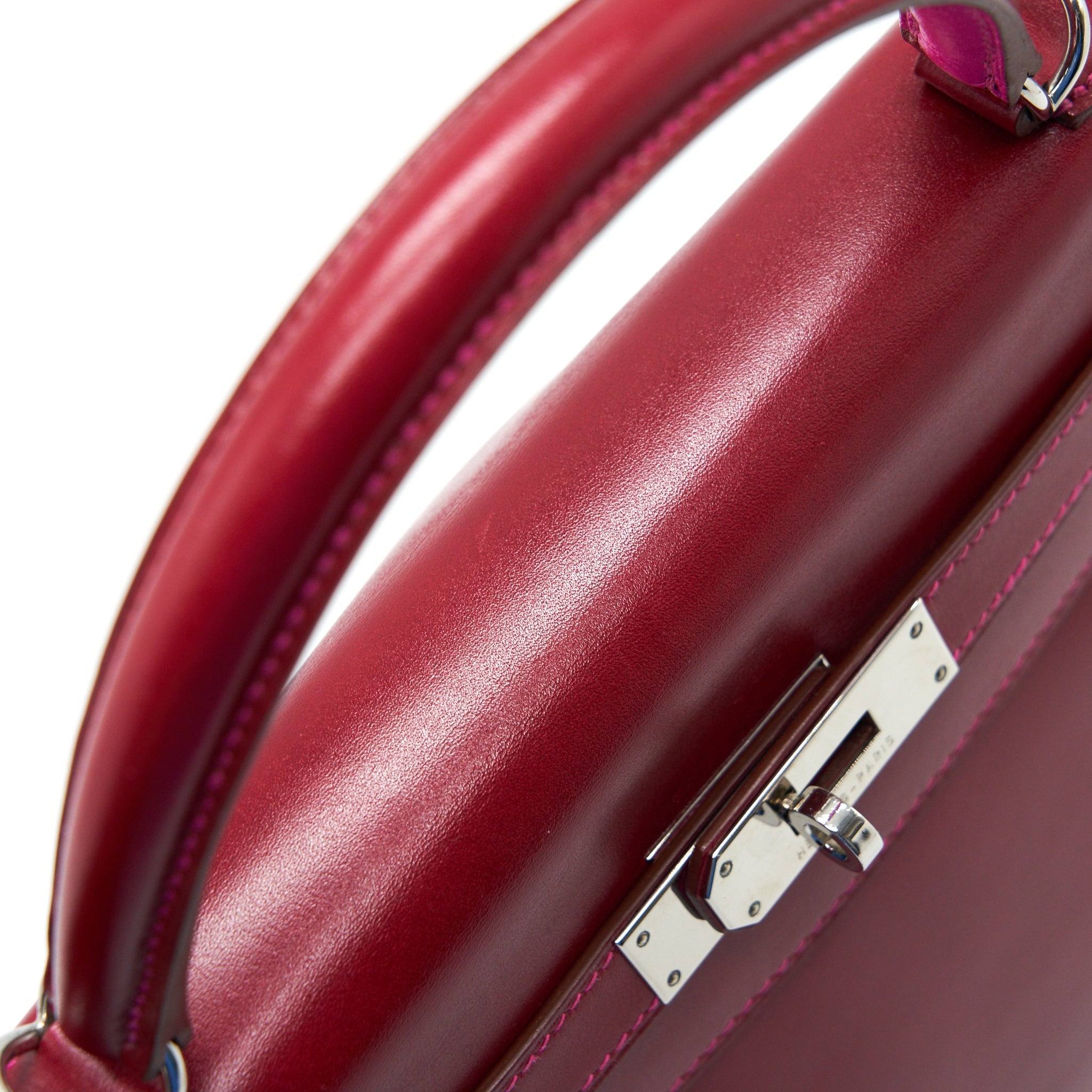 HERMES KELLY 32 BOX LEATHER RED/ PINK SHW