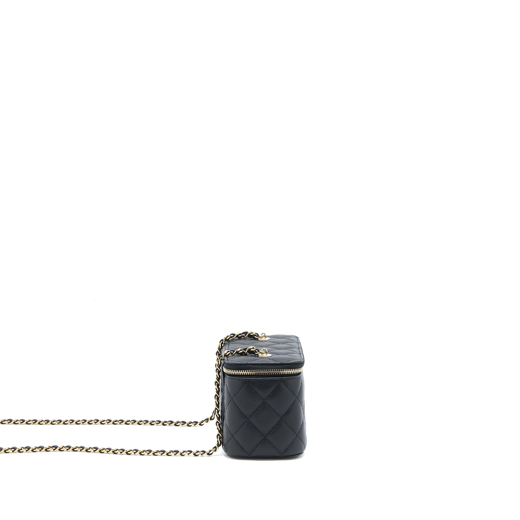 CHANEL LONG VANITY WITH CHAIN CAVIAR BLACK LGHW (MICROCHIP)