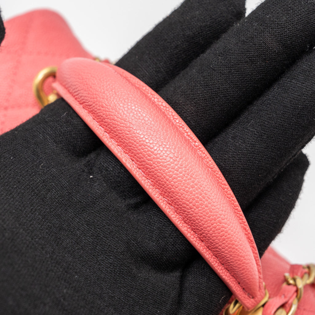 CHANEL TOP HANDLE MINI RECTANGULAR FLAP BAG CAVIAR PINK GHW