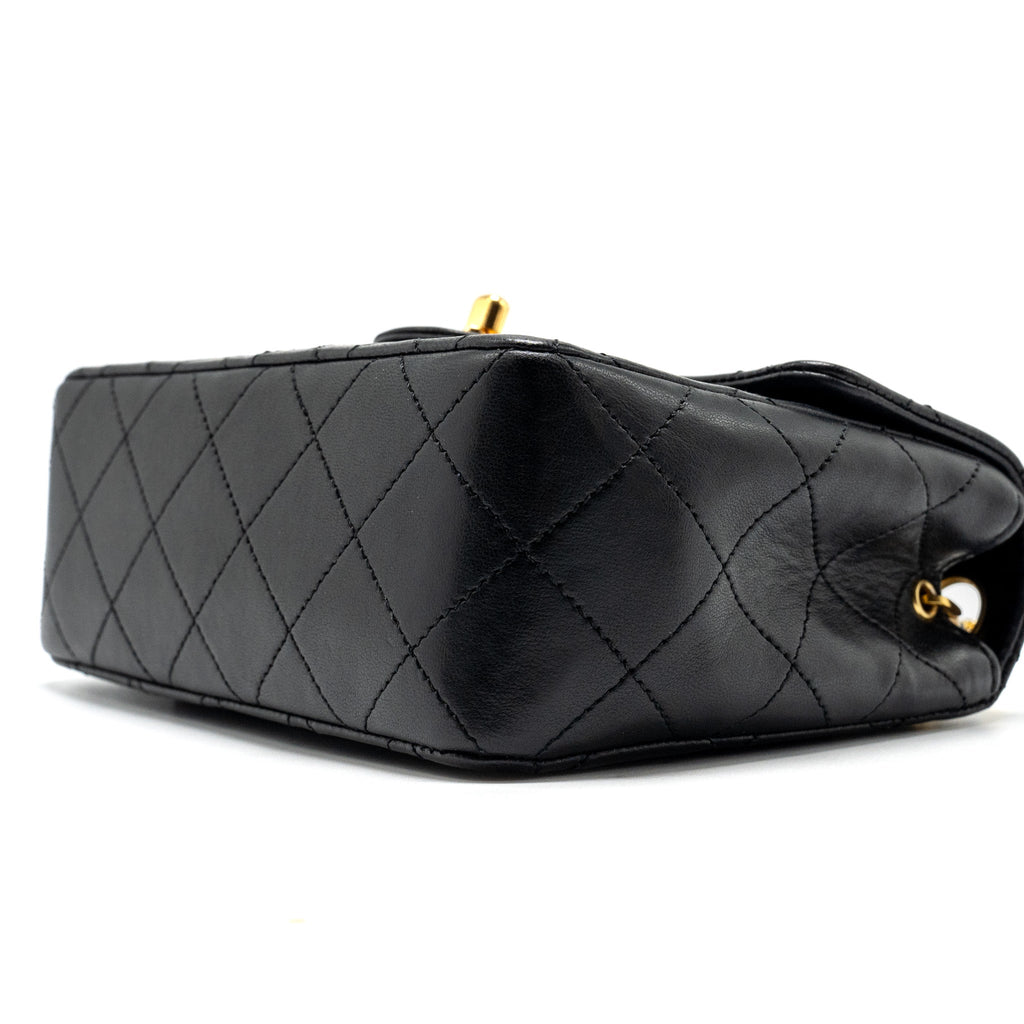 CHANEL VINTAGE MINI SQUARE FLAP BAG LAMBSKIN BLACK GHW