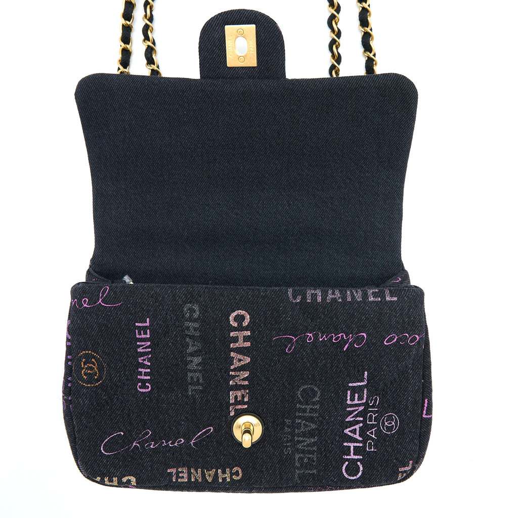 CHANEL 22P BLACK DENIM FLAP BAG BRUSHED GHW(MICROCHIP)