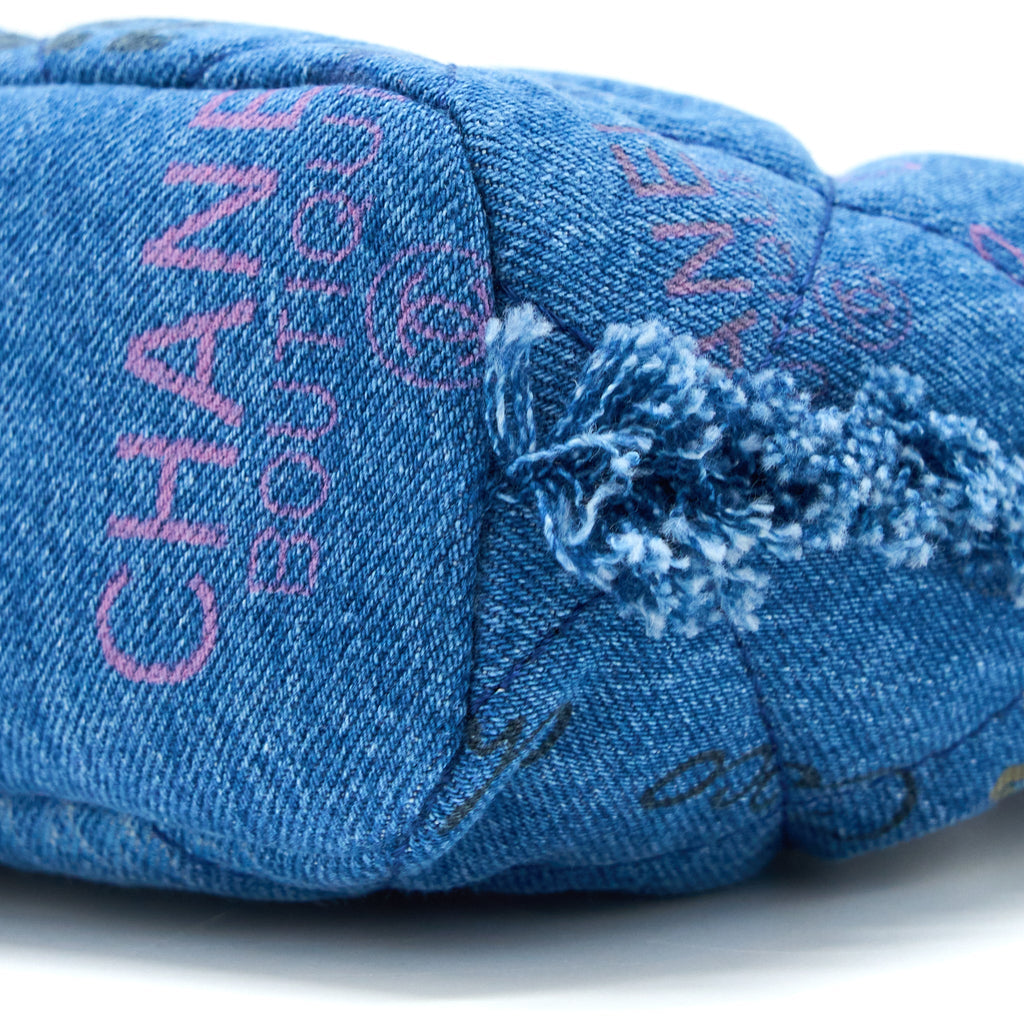 CHANEL 22P SMALL BLUE DENIM BUCKET BAG LGHW (MICROCHIP)