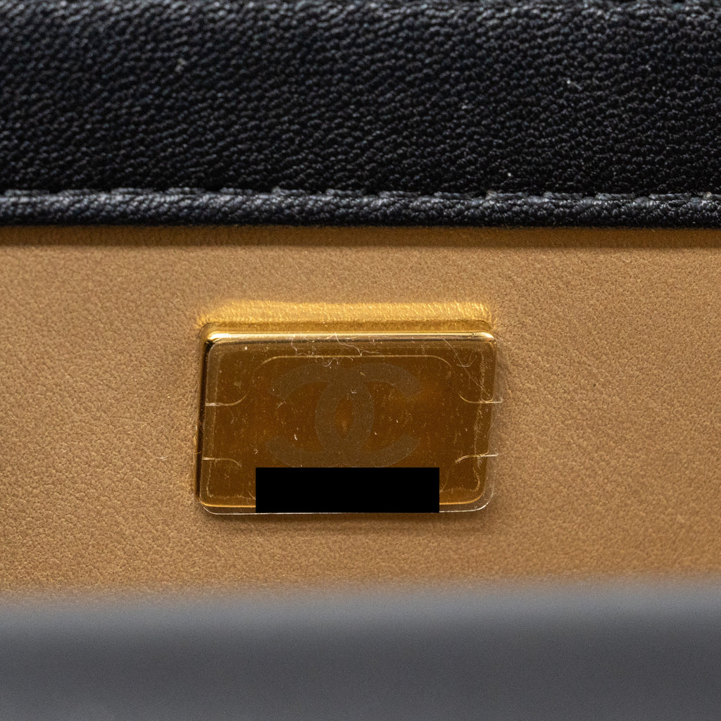 CHANEL PEARL CRUSH MINI RECTANGULAR LAMBSKIN BLACK BRUSHED GHW(MICROCHIP)