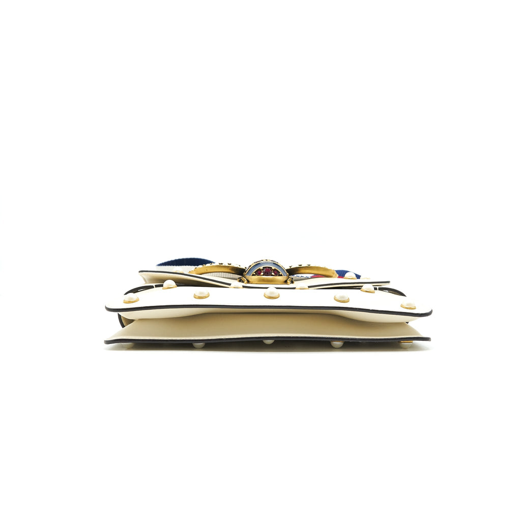 GUCCI EMBELLISHED BROADWAY BEE BAG WHITE