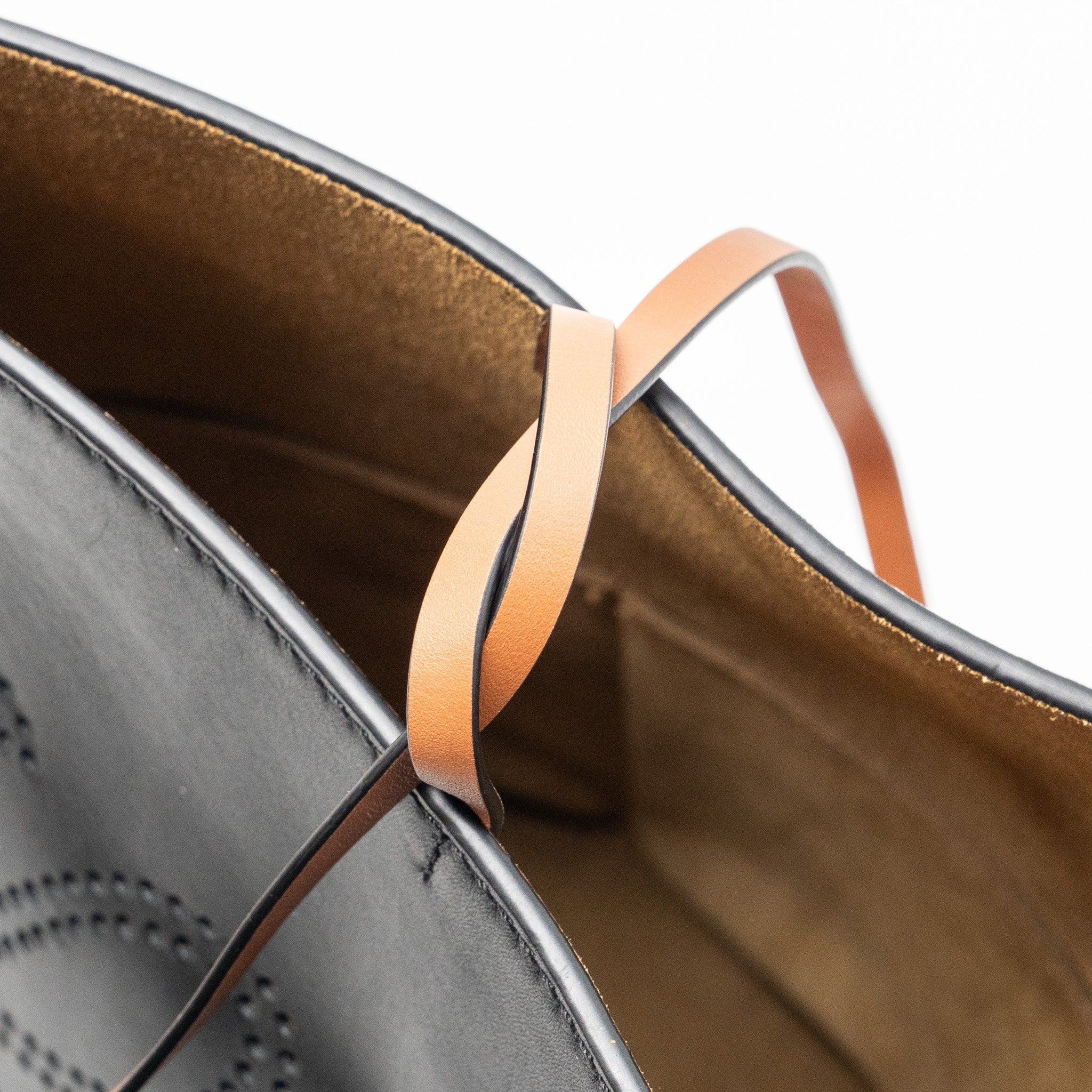 LOEWE GATE BUCKET BAG CALFSKIN BLACK / TAN GHW