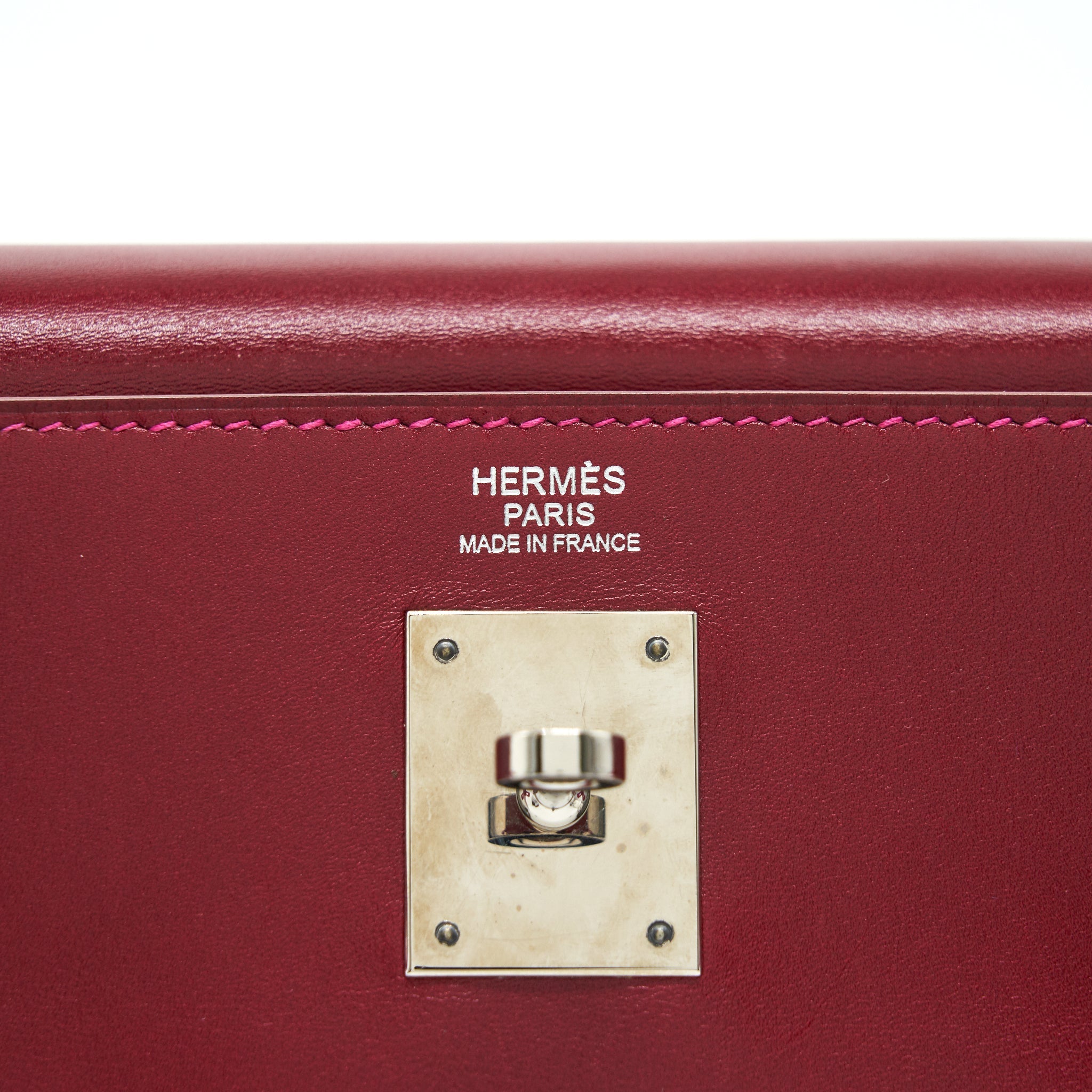 HERMES KELLY 32 BOX LEATHER RED/ PINK SHW