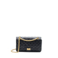 CHANEL SMALL 2.55 REISSUE FLAP BAG AGED CALFSKIN BLACK GHW