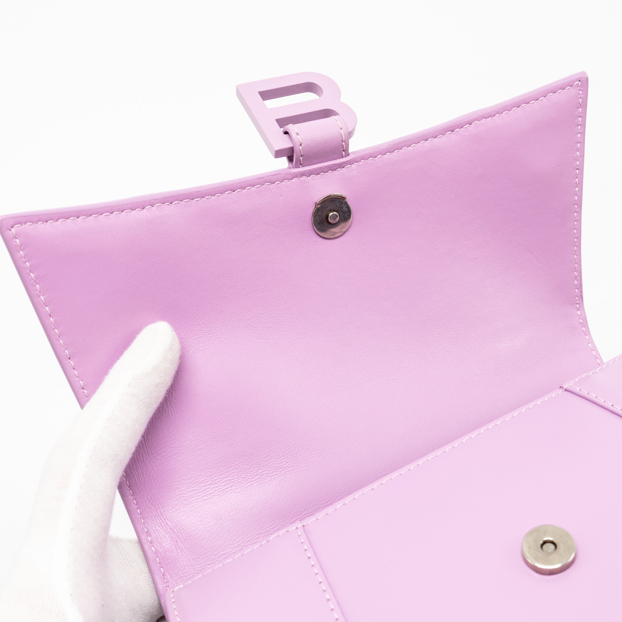 BALENCIAGA SMALL HOURGLASS BAG CALFSKIN LIGHT PURPLE SHW