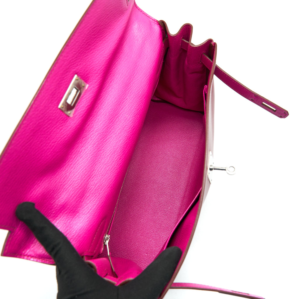 HERMES KELLY 32 BOX LEATHER RED/ PINK SHW