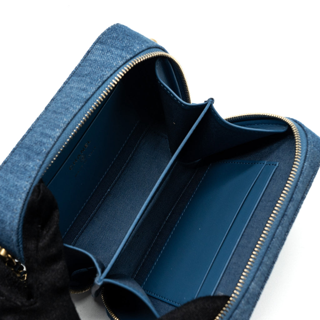 CHANEL PEARL CRUSH CAMERA BAG DENIM BLUE GHW