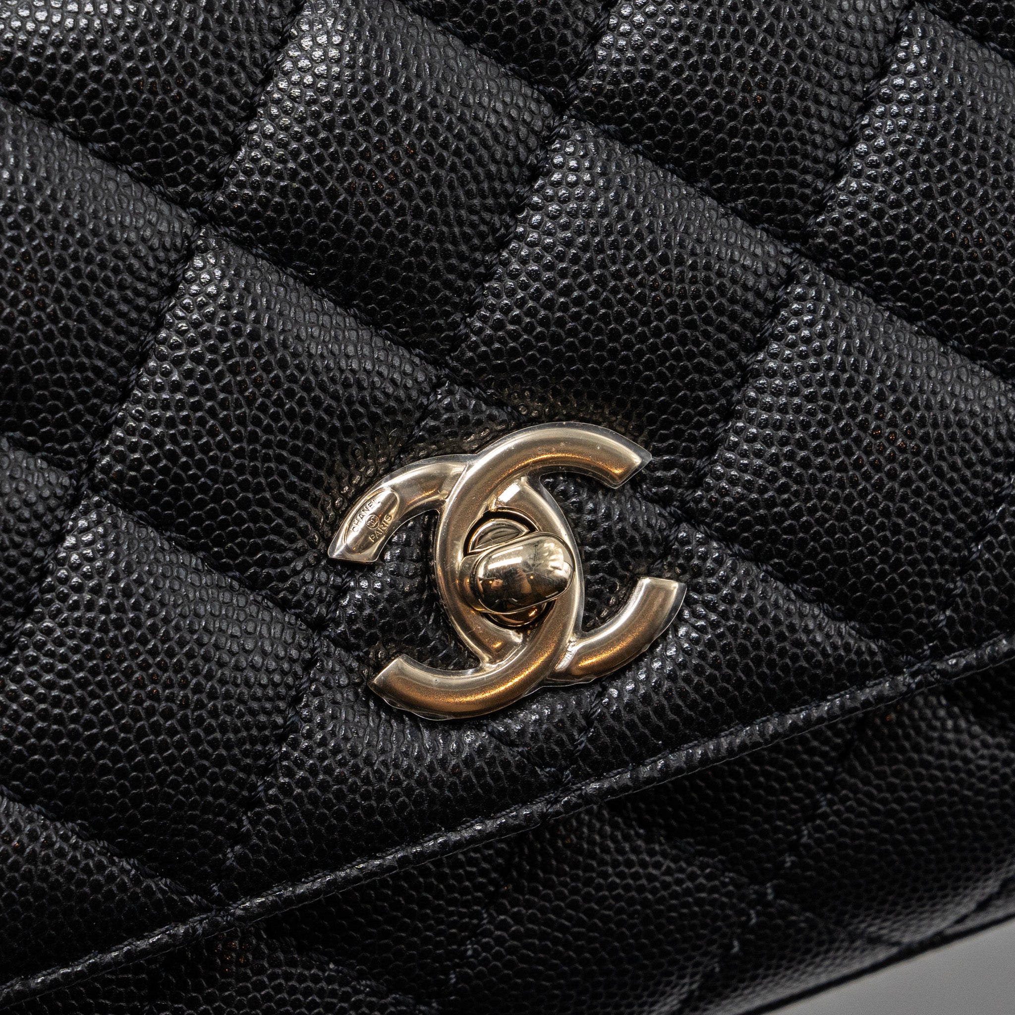 CHANEL COCO HANDLE MINI CAVIAR BLACK LGHW (MICROCHIP)