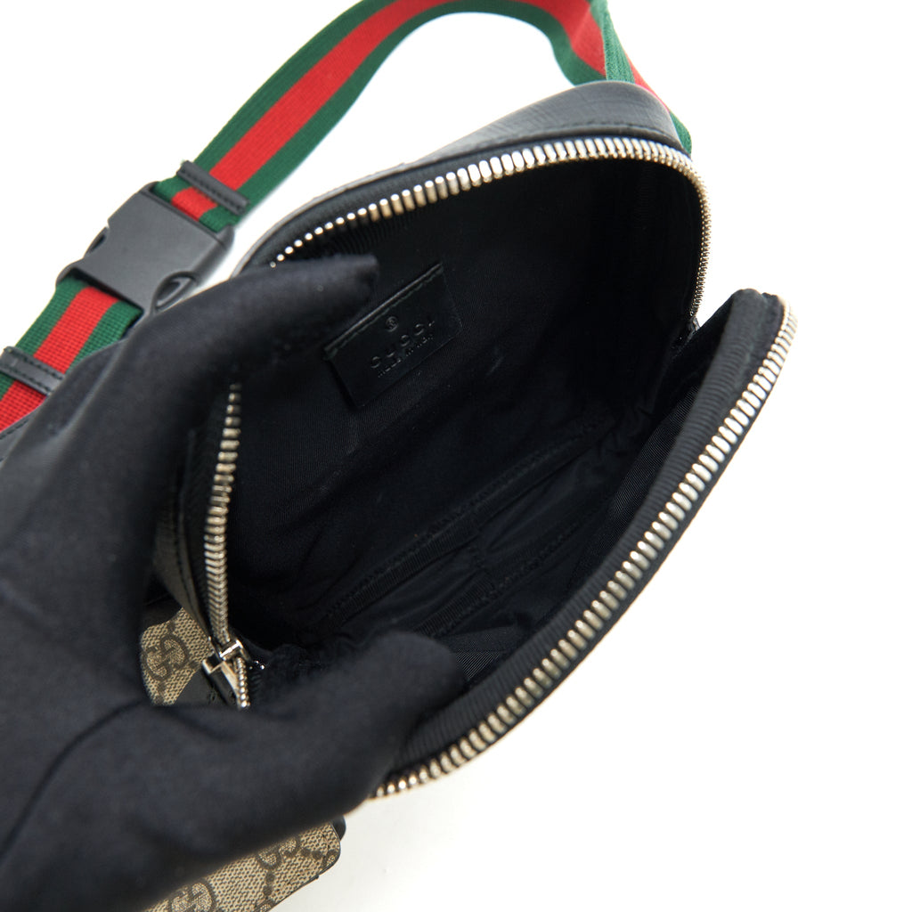 GUCCI GG SUPREME WEB WAIST STRAP BELT BAG