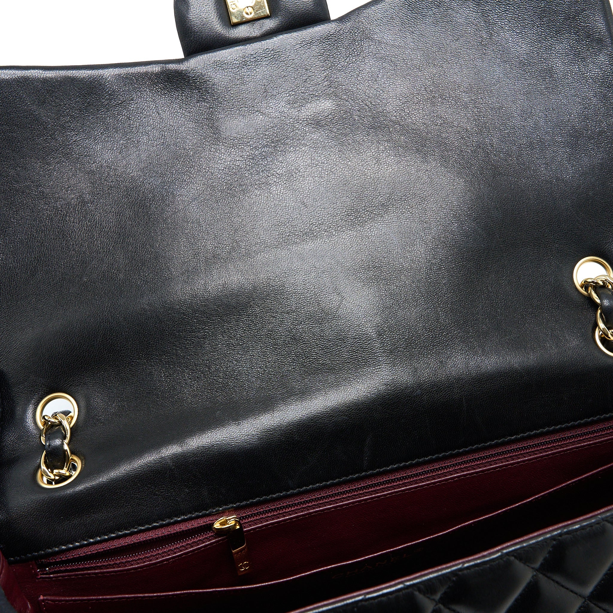 CHANEL MAXI SINGLE FLAP BAG LAMBSKIN BLACK GHW