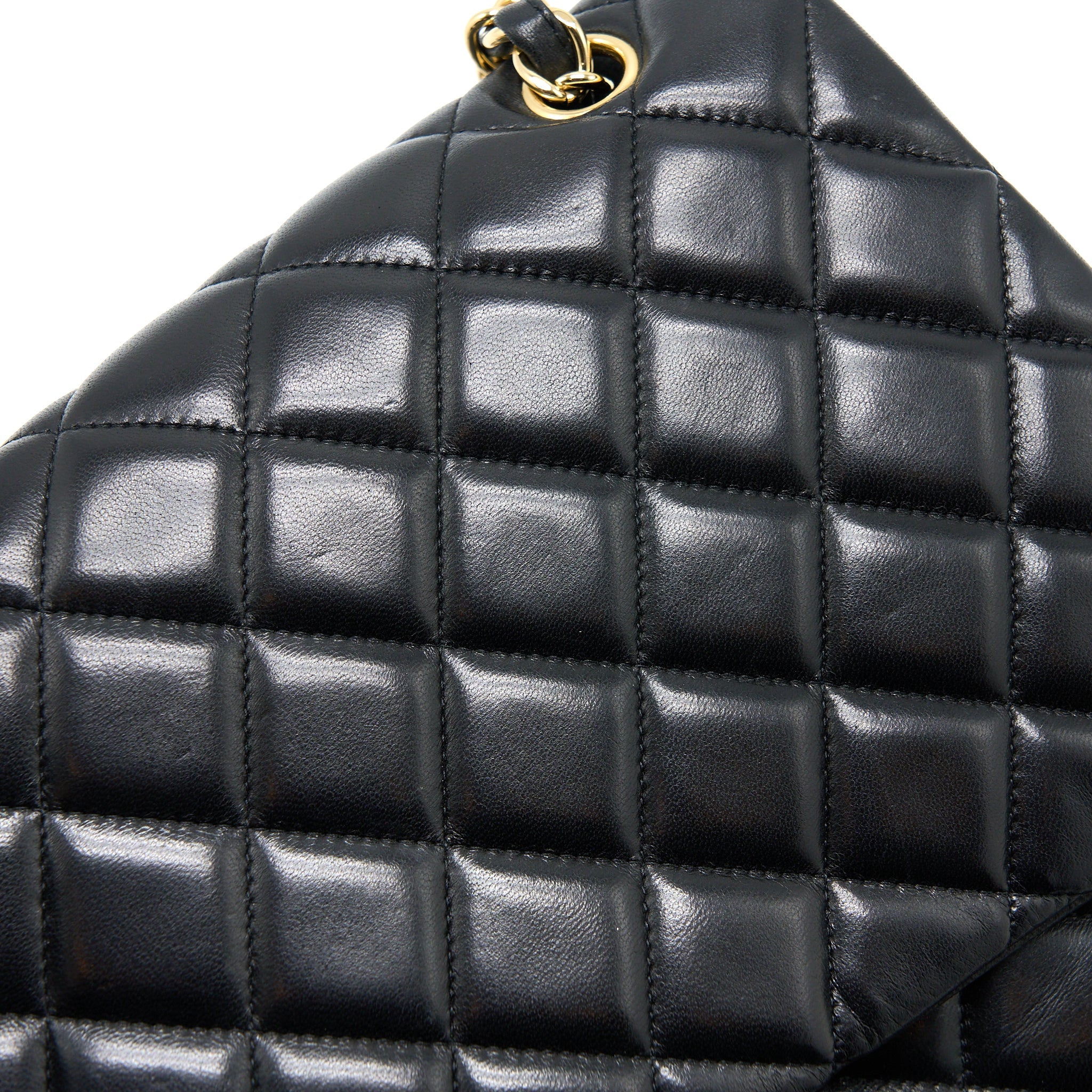 CHANEL MAXI SINGLE FLAP BAG LAMBSKIN BLACK GHW