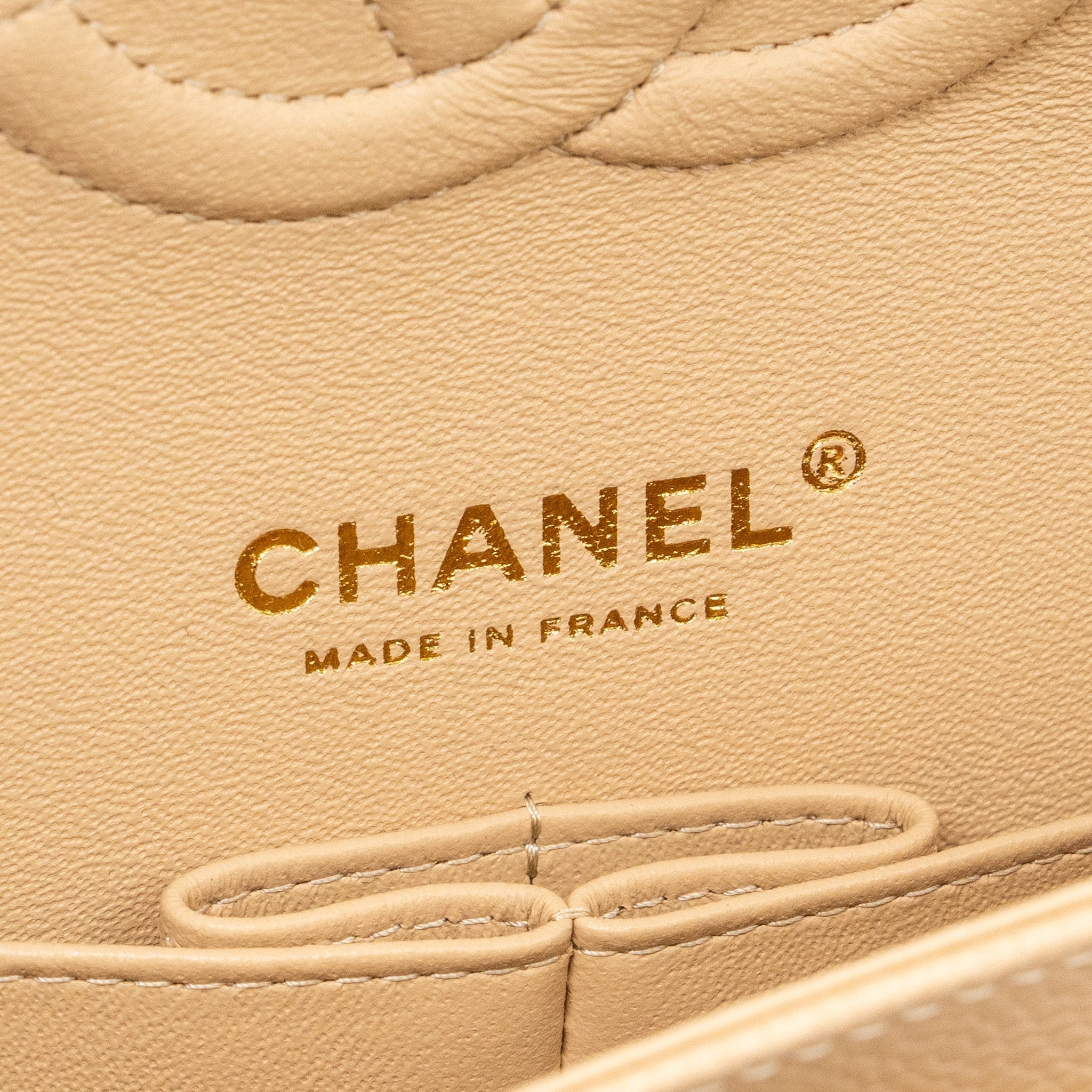 CHANEL MEDIUM CLASSIC DOUBLE FLAP BAG CAVIAR BEIGE GHW (MICROCHIP)