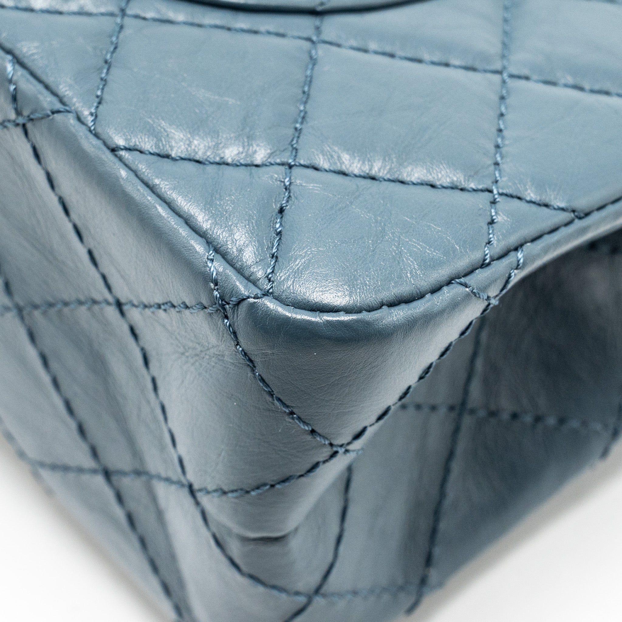 CHANEL LARGE 2.55 REISSUE FLAP BAG AGED CALFSKIN PETROL BLUE RUTHENIUM HARDWARE