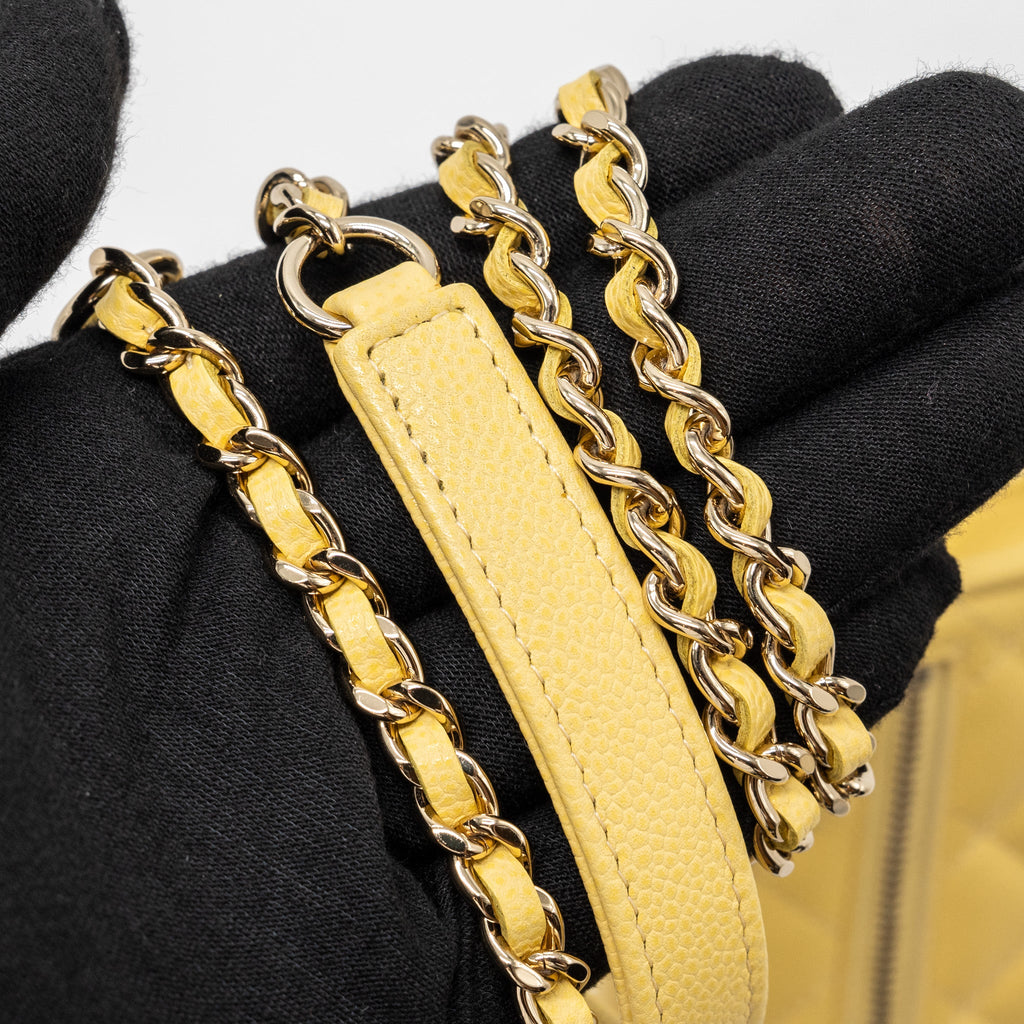 CHANEL MINI BUSINESS AFFINITY WALLET ON CHAIN CAVIAR YELLOW LGHW (MICROCHIP)