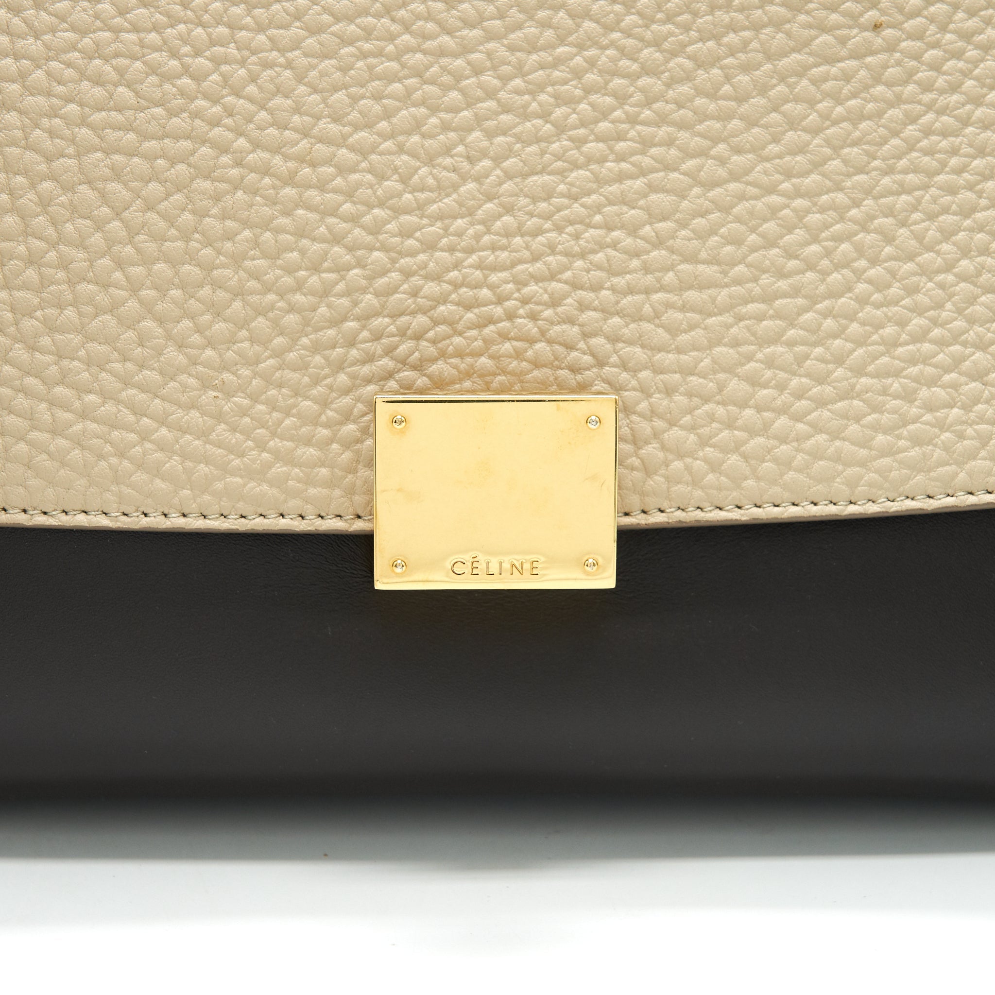 CELINE SMALL TRAPEZE BAG MULTI COLOR BEIGE/ BURGUNDY/ GREEN