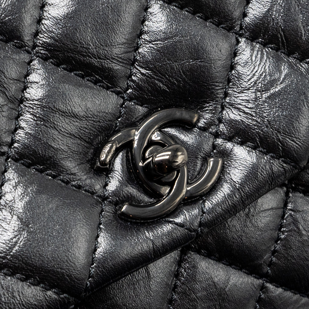 CHANEL SMALL COCO HANDLE AGED CALFSKIN BLACK WITH BLACK HARDWARE