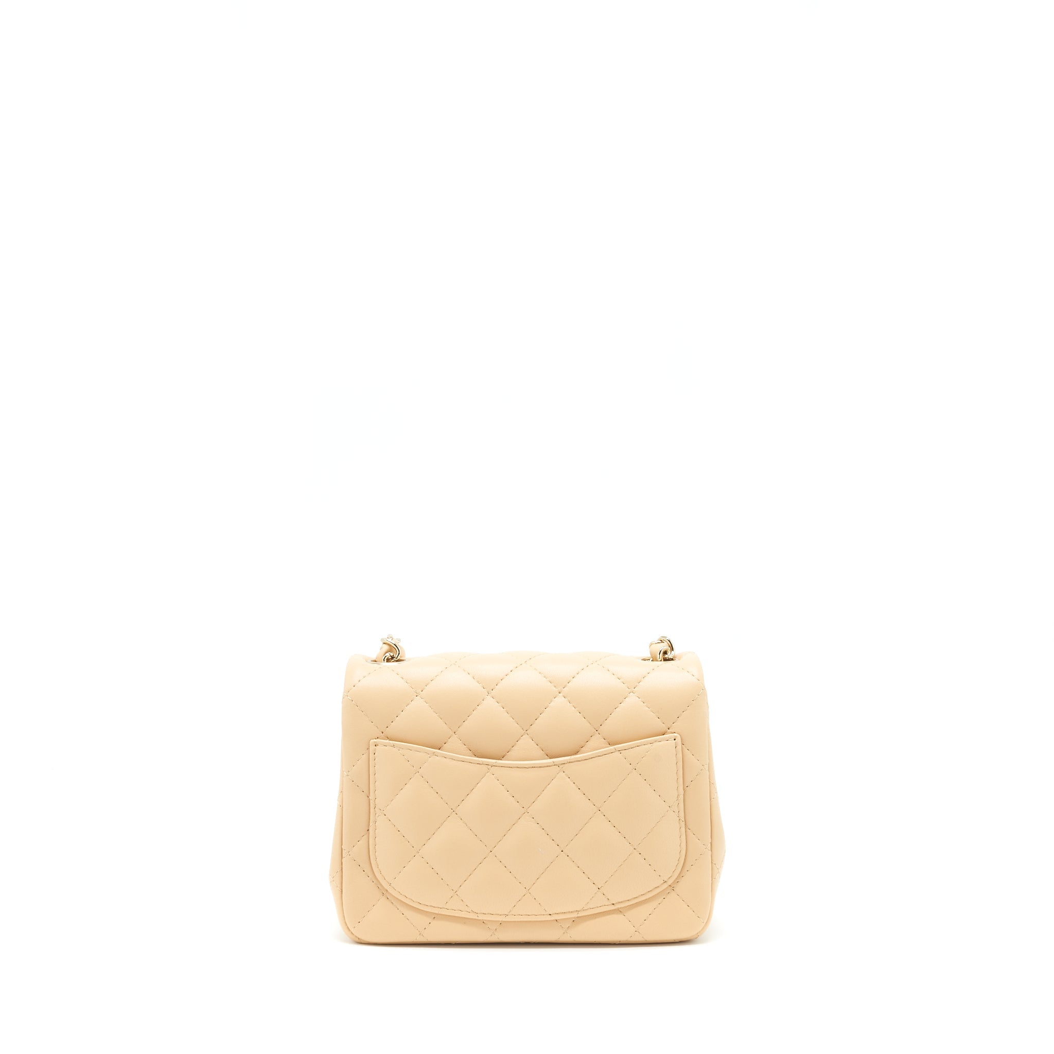 CHANEL 22C MINI SQUARE FLAP BAG LAMBSKIN BEIGE LGHW(MICROCHIP)