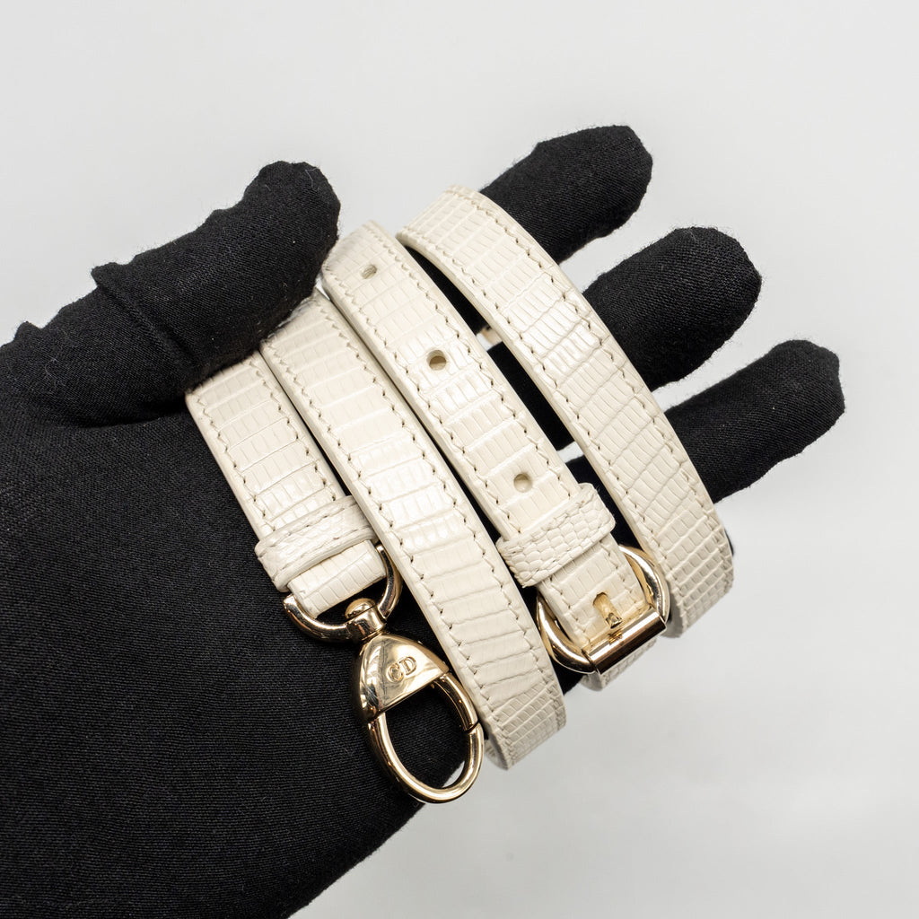 DIOR MINI LADY DIOR LIZARD WHITE LGHW