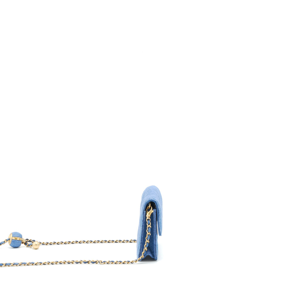 CHANEL PEARL CRUSH DENIM MINI FLAP BELT BAG GHW