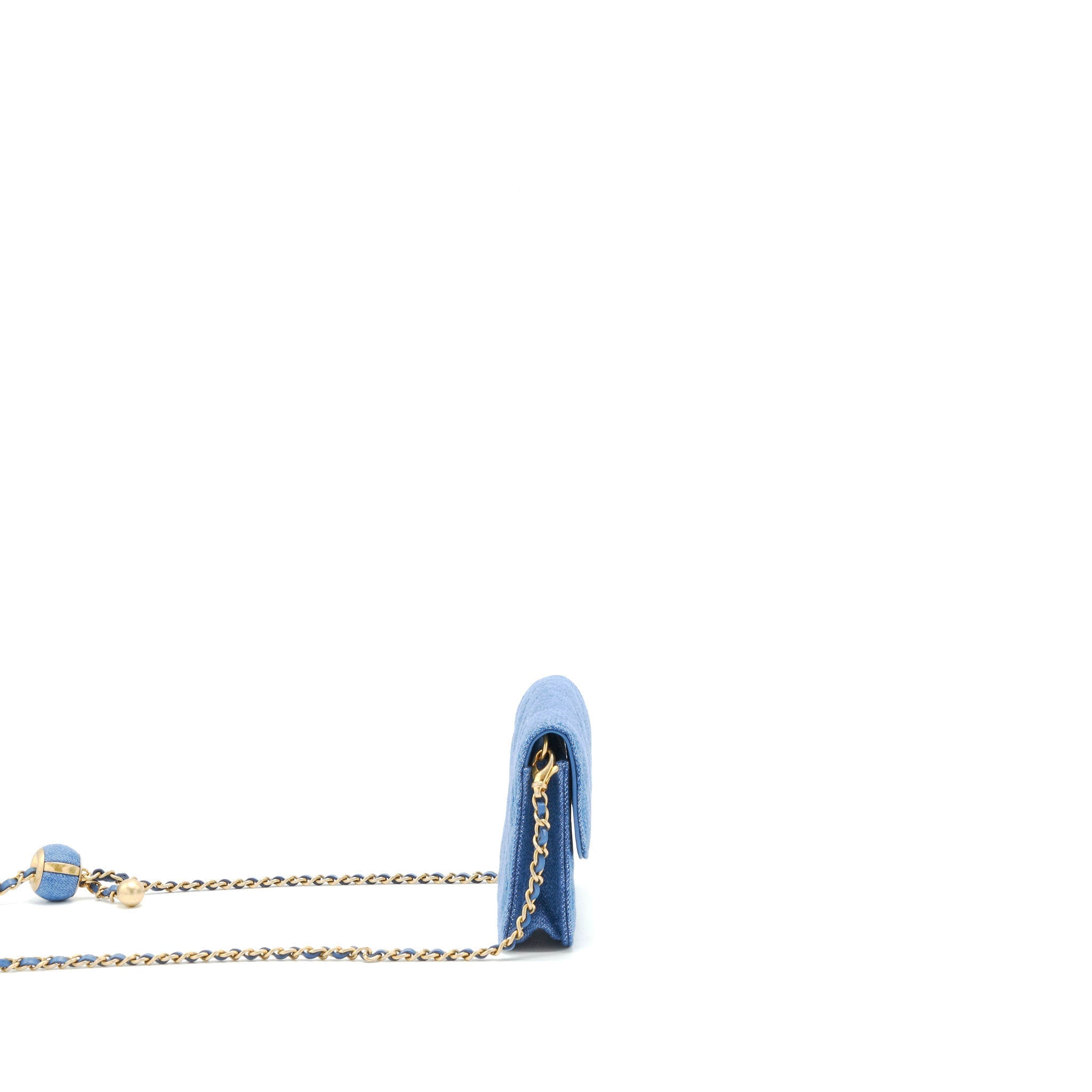 CHANEL PEARL CRUSH DENIM MINI FLAP BELT BAG GHW
