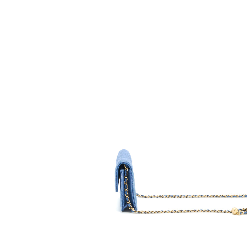 CHANEL PEARL CRUSH DENIM MINI FLAP BELT BAG GHW
