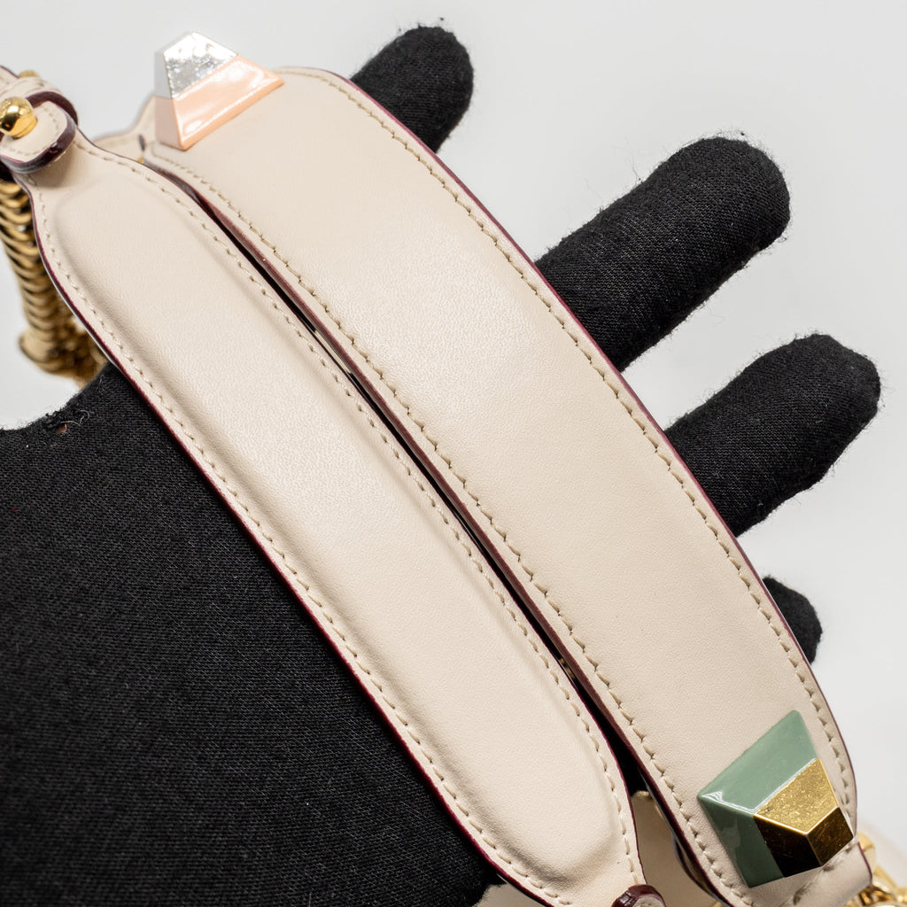 FENDI KAN I FLAP BAG CALFSKIN LEATHER CREAM WHITE LGHW