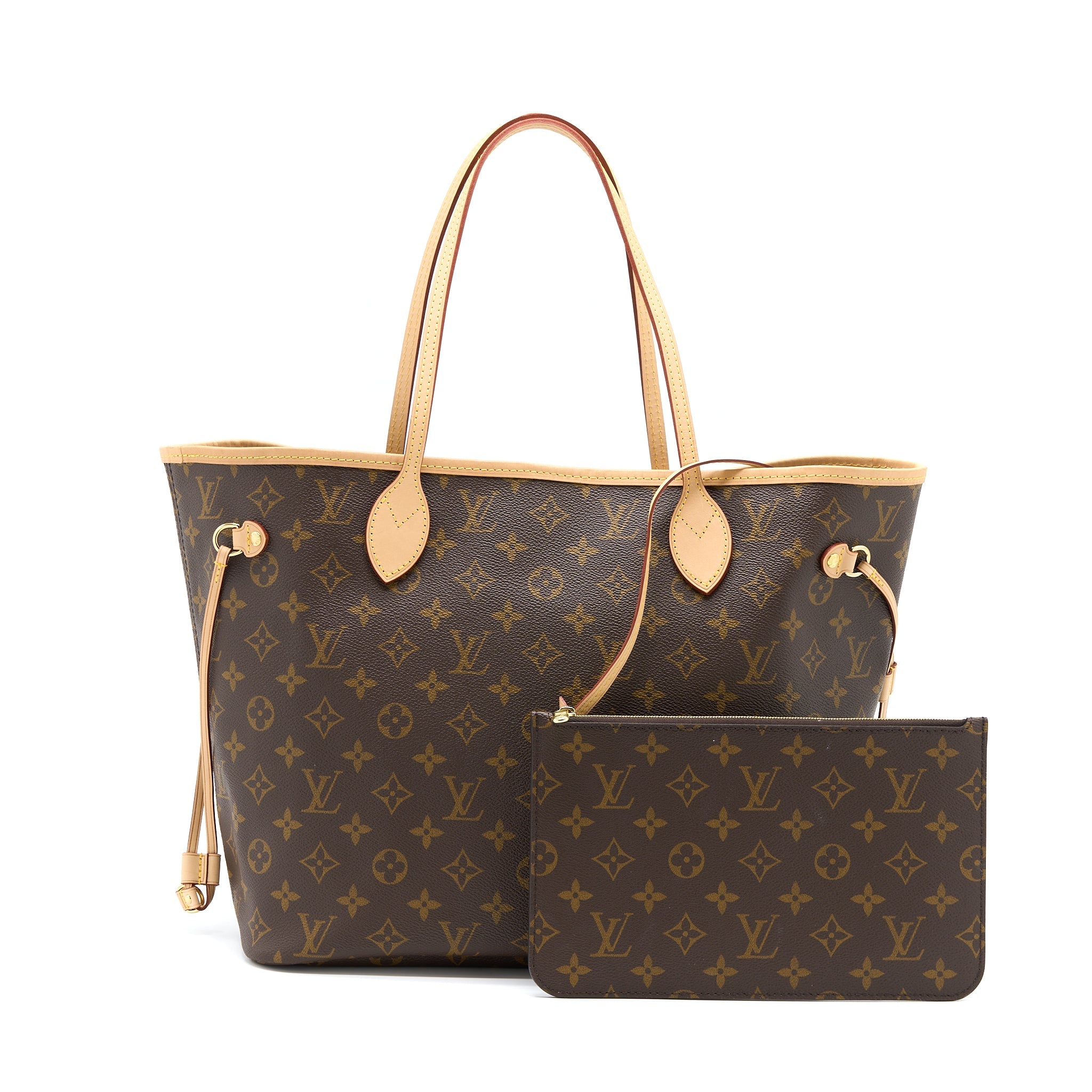 LOUIS VUITTON NEVERFULL MM MONOGRAM CANVAS / BEIGE LGHW