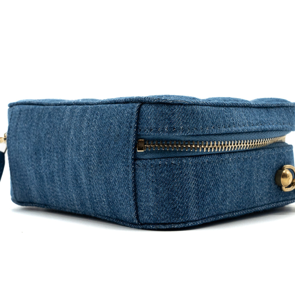 CHANEL PEARL CRUSH CAMERA BAG DENIM BLUE GHW