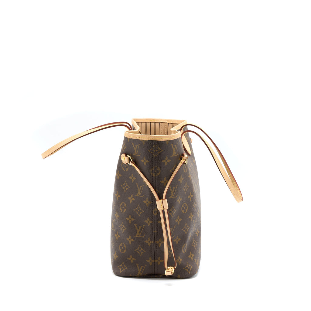 LOUIS VUITTON NEVERFULL MM MONOGRAM CANVAS / BEIGE LGHW
