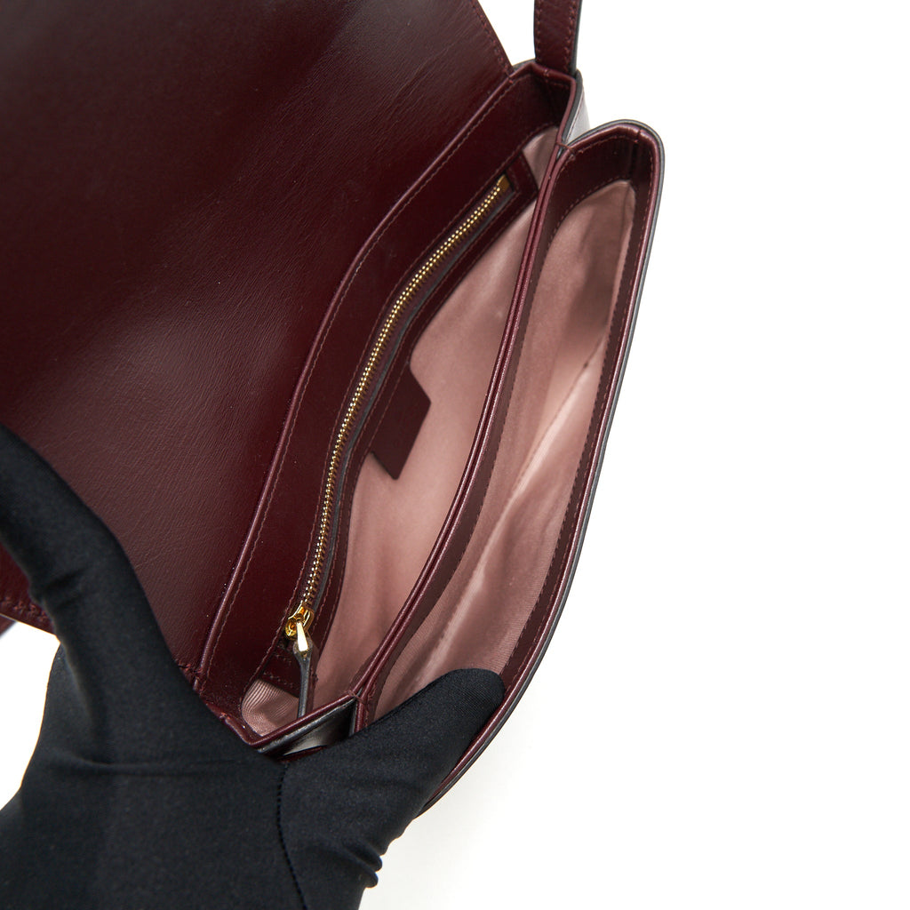 GUCCI ARLI SMALL SHOULDER BAG BURGUNDY WITH GHW
