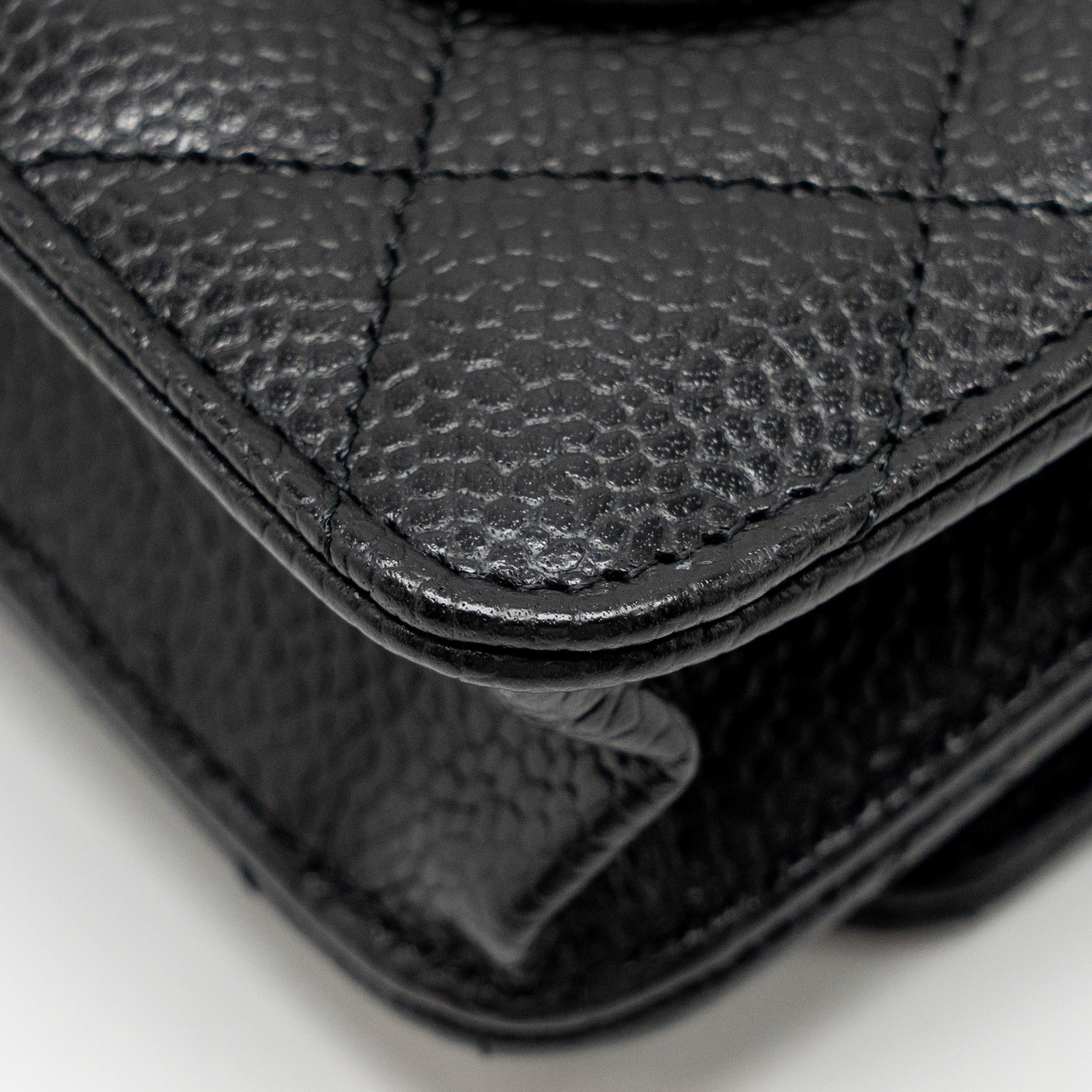 CHANEL CLASSIC WALLET ON CHAIN CAVIAR BLACK GHW (MICROCHIP)