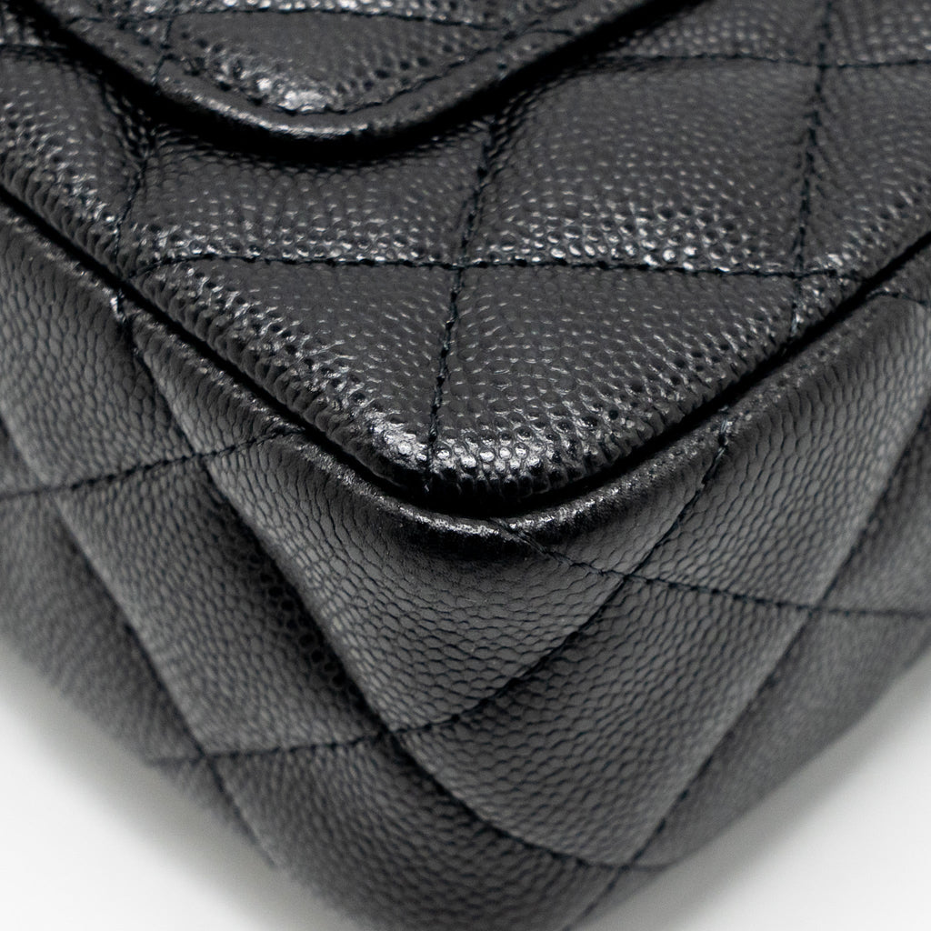 CHANEL CLUTCH BAG WITH CHAIN CAVIAR BLACK LGHW (MICROCHIP)