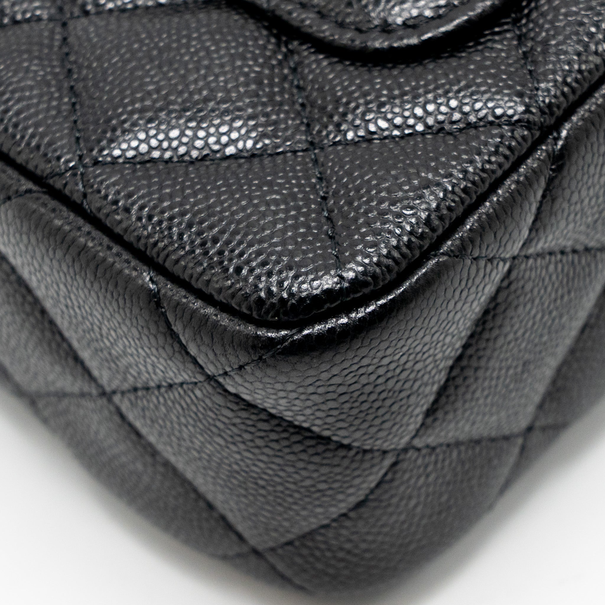 CHANEL CLUTCH BAG WITH CHAIN CAVIAR BLACK LGHW (MICROCHIP)