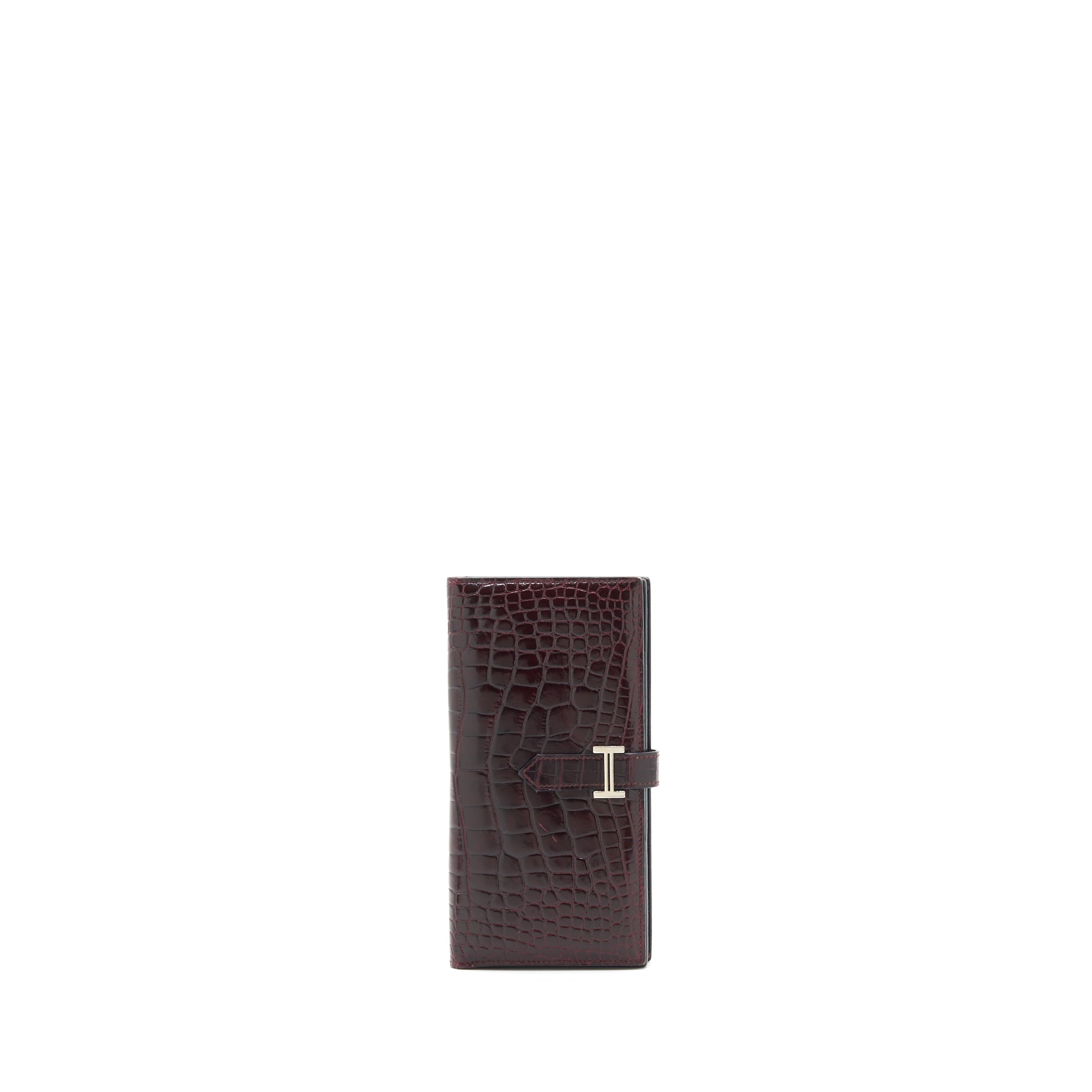 HERMES ALLIGATOR BEARN WALLET DARK RED SHW
