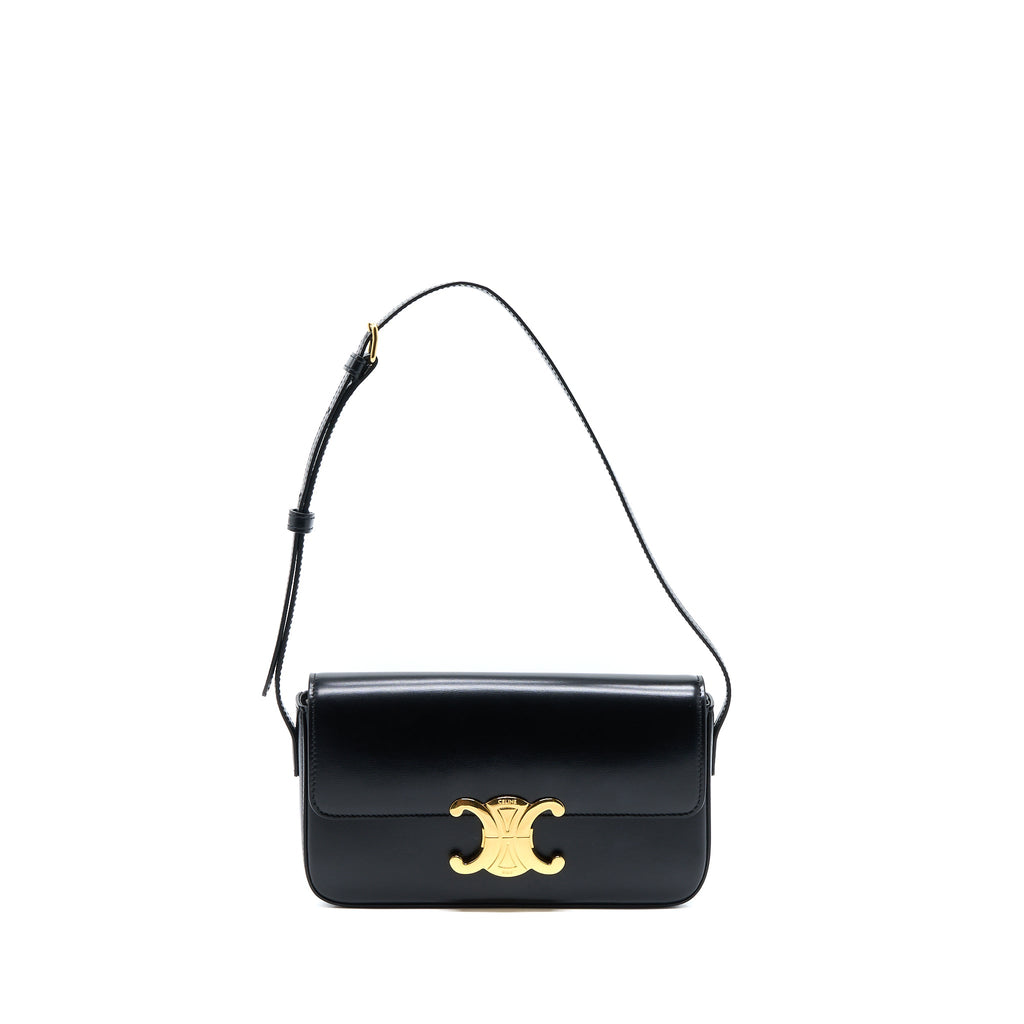 CELINE TRIOMPHE SHOULDER BAG CALFSKIN BLACK GHW