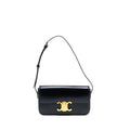 CELINE TRIOMPHE SHOULDER BAG CALFSKIN BLACK GHW