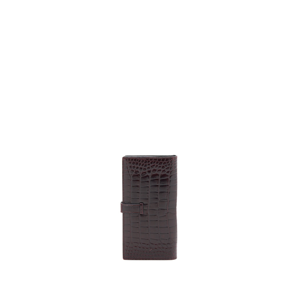 HERMES ALLIGATOR BEARN WALLET DARK RED SHW