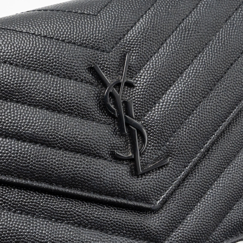 SAINT LAURENT/YSL ENVELOPE CHAIN WALLET CALFSKIN BLACK / BLACK HARDWARE
