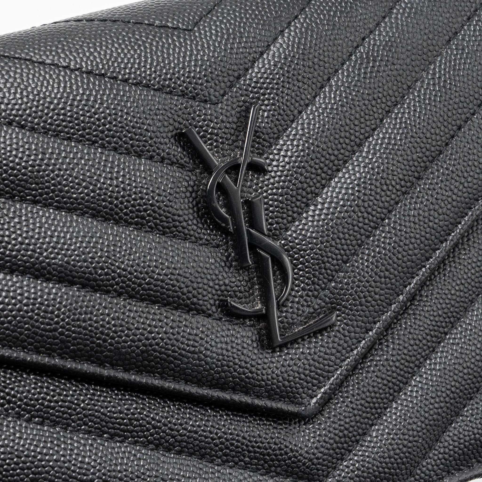 SAINT LAURENT/YSL ENVELOPE CHAIN WALLET CALFSKIN BLACK / BLACK HARDWARE