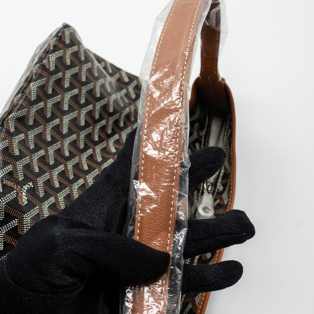 GOYARD BOHEME HOBO BAG CANVAS/ CALFSKIN BLACK/ TAN SHW WITH NECESSAIRE BAG ECRU