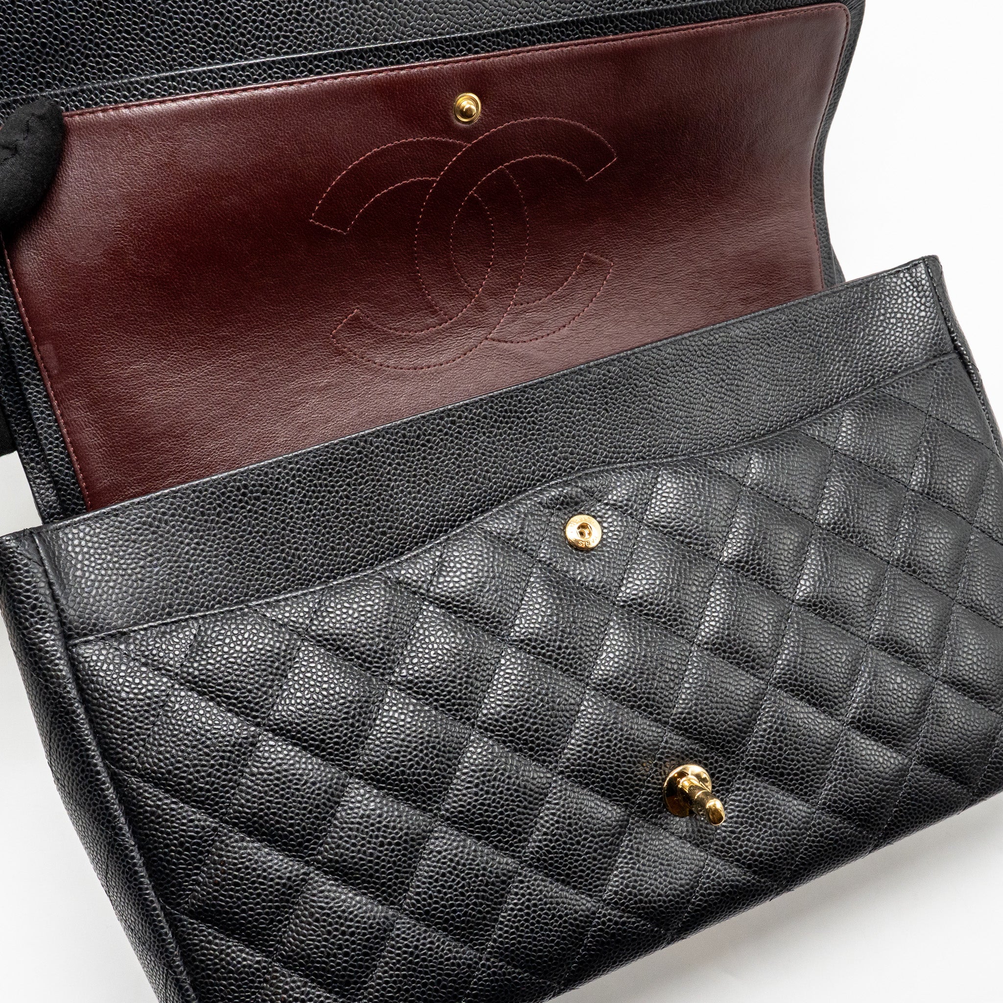 CHANEL MAXI CLASSIC DOUBLE FLAP BAG CAVIAR BLACK GHW